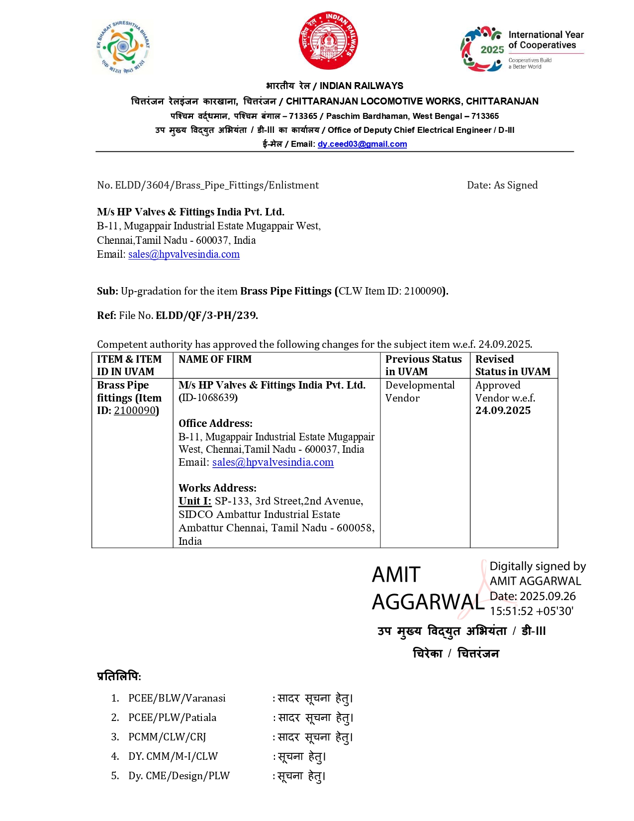 CLW Qualification Type  test letter - Type Test Certificates